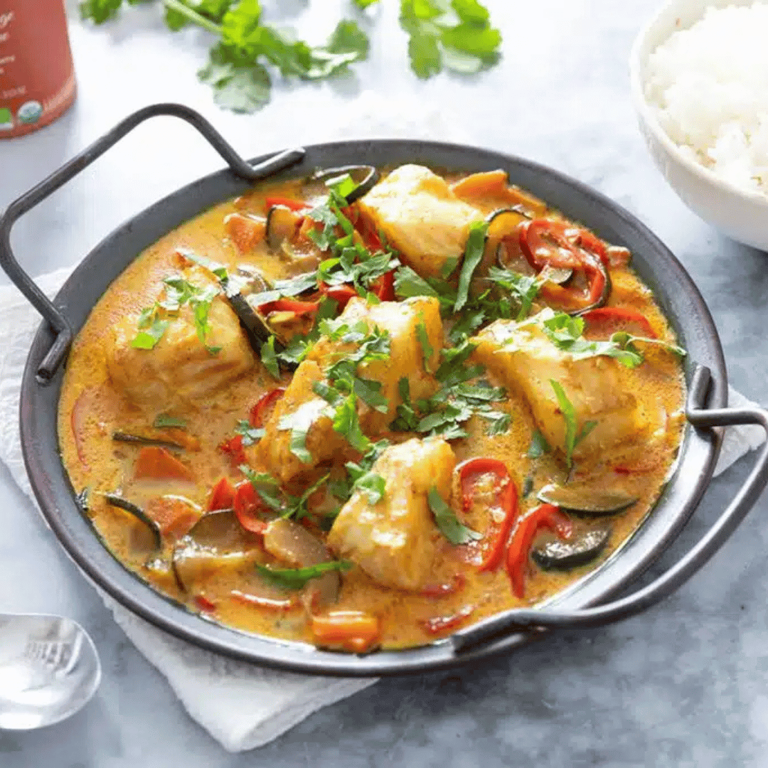 Cabillaud au lait de coco et curry Cabillaud au lait de coco et curry