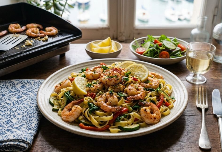 Crevettes sautées à l’ail et piment