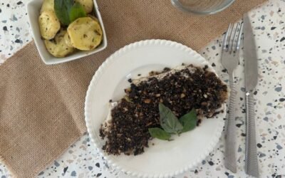 Églefin en croûte d’olives et basilic